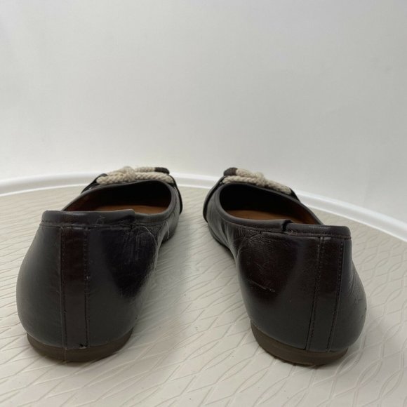 Hunter Women Ballet Flats Leather 36.5 6 6.5 Brown Leather Bow Shoes Round Toe - Picture 6 of 12